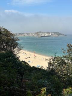 Above Porthminster Beach, with St Ives in the background